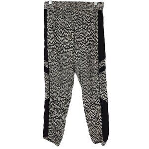 Pam & Gela Silk Geometric Print Joggers Black & White Women’s Size S Athleisure